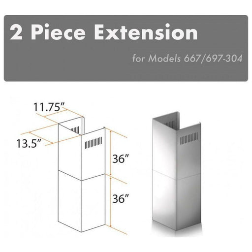 ZLINE 2 Piece Chimney Extension for 12ft Ceiling (2PCEXT-667/697-304)