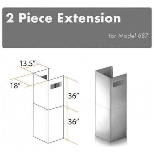 ZLINE Range Hood Accessories ZLINE 2 Piece Chimney Extension for 12ft Ceiling (2PCEXT-687)