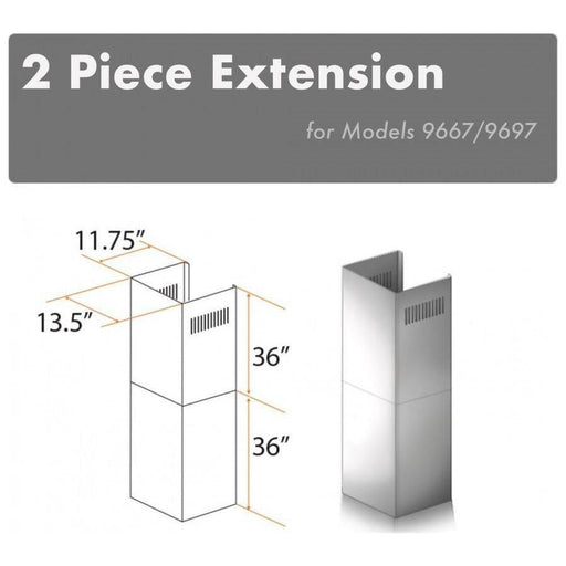 ZLINE Range Hood Accessories ZLINE 2 Piece Chimney Extension for 12ft Ceiling (2PCEXT-9667/9697)