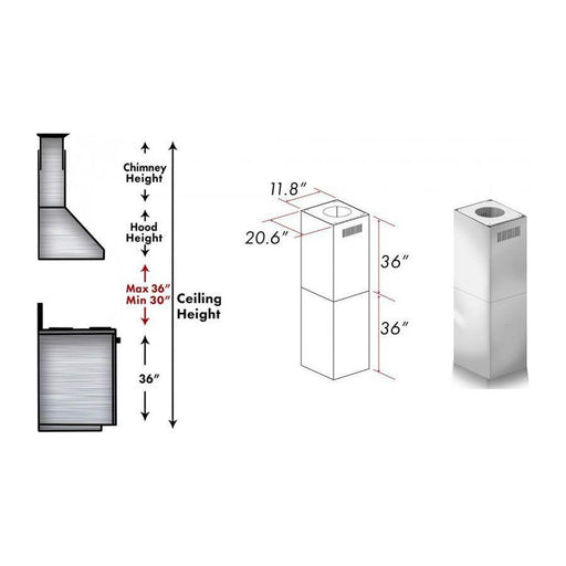 ZLINE 2 Piece Chimney Extension for 12ft Ceiling (2PCEXT-KECOM)