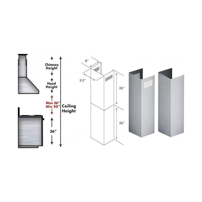 ZLINE 2 Piece Chimney Extension Kit for 12ft. Ceiling