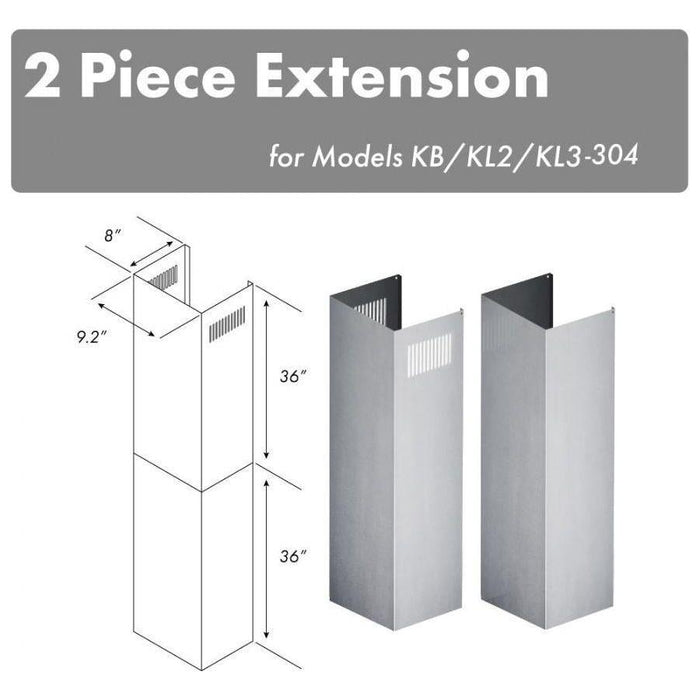 ZLINE Range Hood Accessories ZLINE 2 Piece Chimney Extensions for 12ft Ceiling (2PCEXT-KB/KL2/KL3-304)
