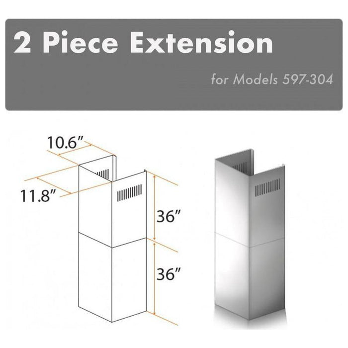 ZLINE Range Hood Accessories ZLINE 2 Piece Outdoor Chimney Extension (2PCEXT-597-304)