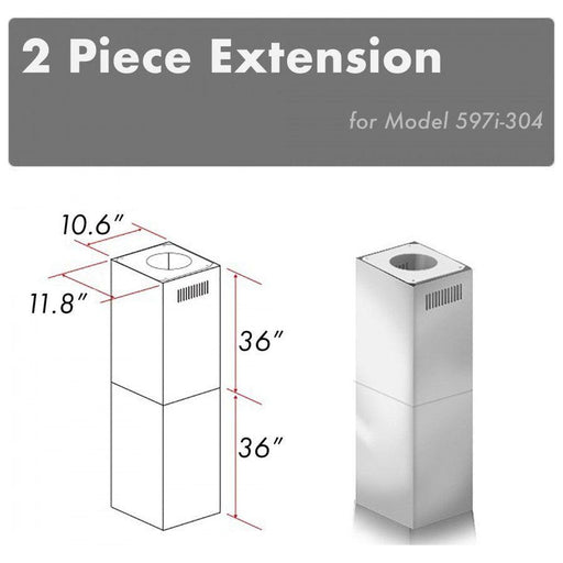 ZLINE 2 Piece Outdoor Chimney Extension and mounting bracket for 10ft-12ft Ceiling (2PCEXT-597i-304)