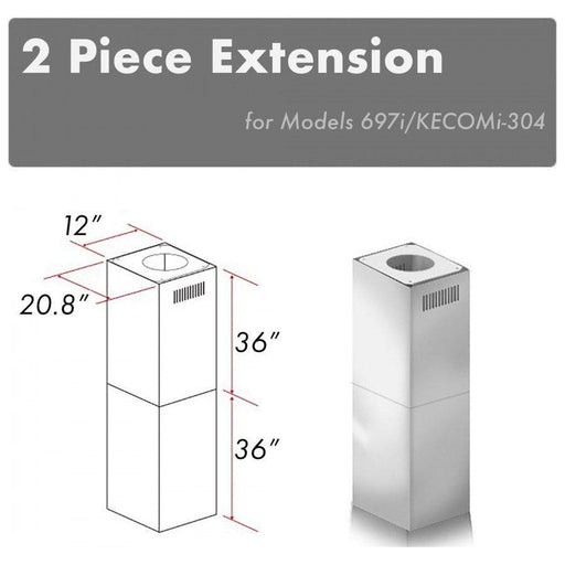 ZLINE Range Hood Accessories ZLINE 2 Piece Outdoor Chimney Extension for 12ft Ceiling (2PCEXT-697i/KECOMi-304)