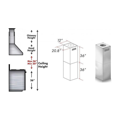 ZLINE 2 Piece Outdoor Chimney Extension for 12ft Ceiling (2PCEXT-697i/KECOMi-304)