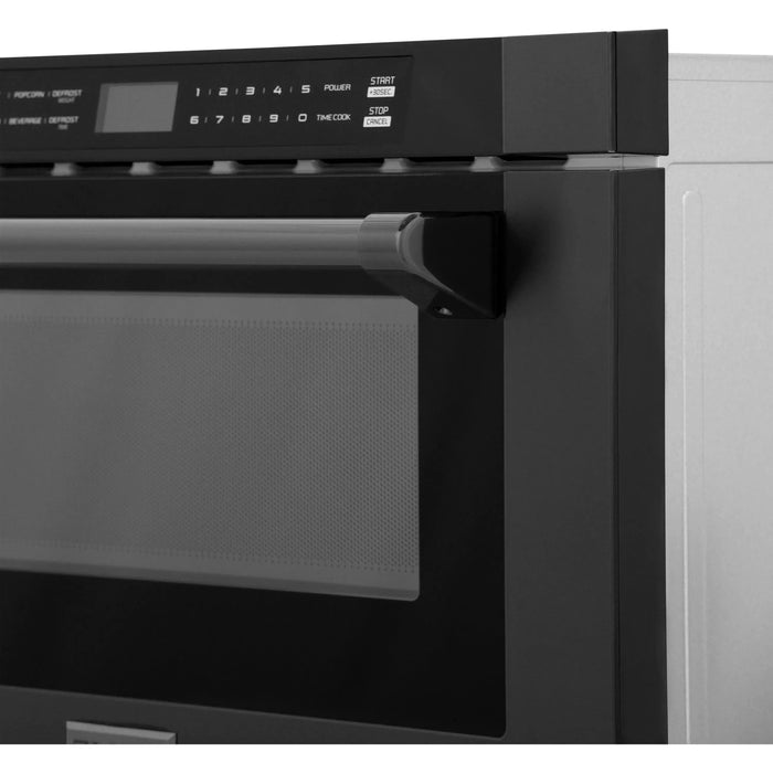 ZLINE 24" 1.2 cu. ft. Built-in Microwave Drawer in Black Stainless Steel, MWD-1-BS-H