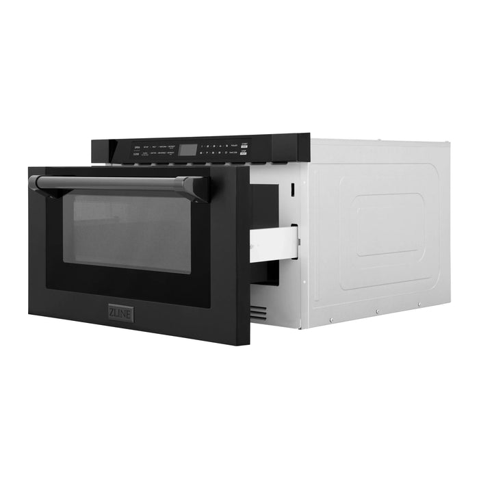 ZLINE Microwaves ZLINE 24" 1.2 cu. ft. Built-in Microwave Drawer in Black Stainless Steel, MWD-1-BS-H