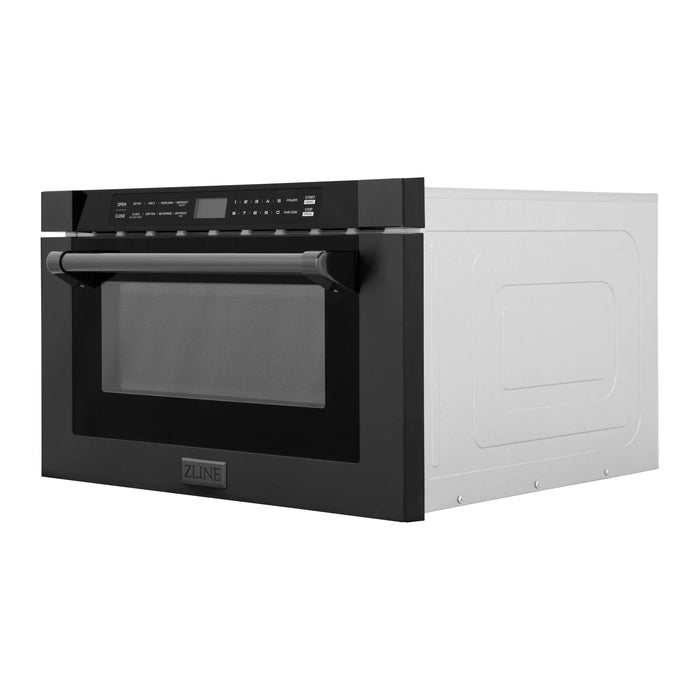 ZLINE Microwaves ZLINE 24" 1.2 cu. ft. Built-in Microwave Drawer in Black Stainless Steel, MWD-1-BS-H