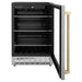 ZLINE 24" Autograph 154 Can Beverage Fridge in Stainless Steel with Champagne Bronze Accents - Monument Series, RBVZ-US-24-CB