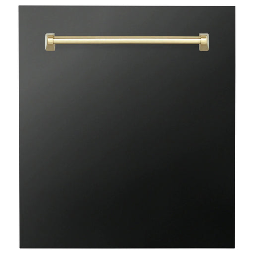 ZLINE 24" Autograph Edition Tall Tub Dishwasher Panel in Black Stainless Steel with Gold Handles, DPVZ-BS-24-G