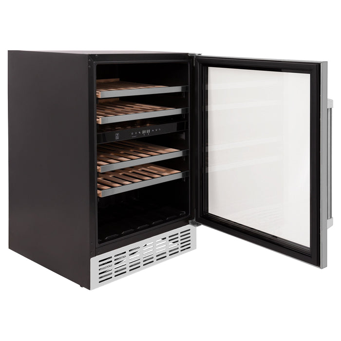 ZLINE 24" Dual Zone 44-Bottle Wine Cooler in Stainless Steel - Monument Series, RWV-UD-24