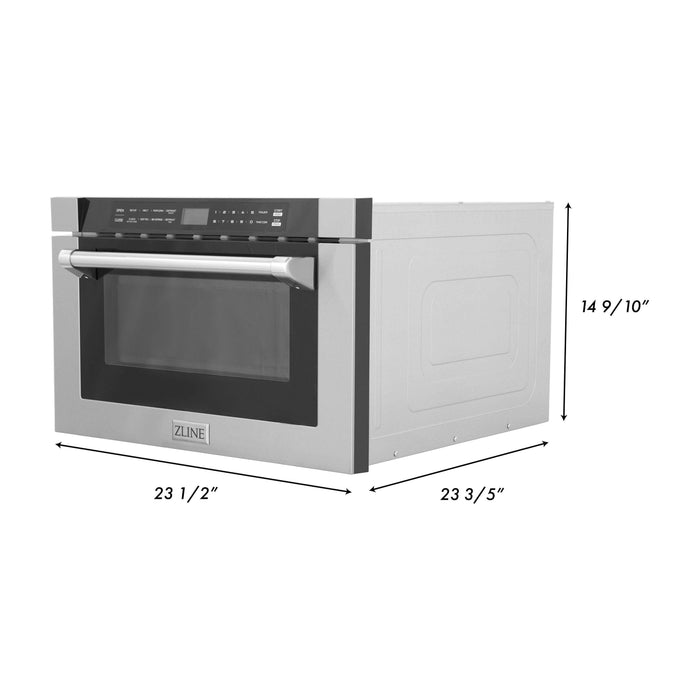 ZLINE 24 In. 1.2 cu. ft. Built-in Microwave Drawer with a Traditional Handle in Stainless Steel, MWD-1-H