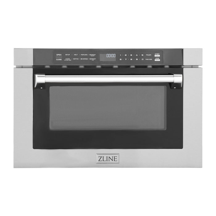 ZLINE Microwaves ZLINE 24 In. 1.2 cu. ft. Built-in Microwave Drawer with a Traditional Handle in Stainless Steel, MWD-1-H