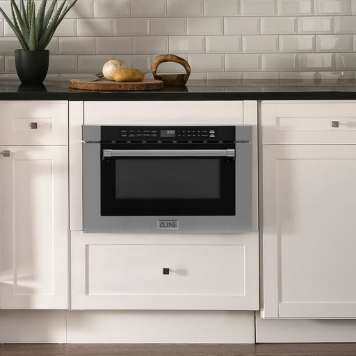 ZLINE Microwaves ZLINE 24 In. 1.2 cu. ft. Built-in Microwave Drawer with a Traditional Handle in Stainless Steel, MWD-1-H