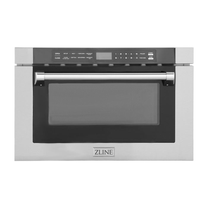 ZLINE Microwaves ZLINE 24 In. 1.2 cu. ft. Built-in Microwave Drawer with a Traditional Handle in Stainless Steel, MWD-1-H