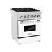 ZLINE 24 in. 2.8 cu. ft. Dual Fuel Range with Gas Stove and Electric Oven In DuraSnow Stainless Steel and White Matte Door RAS-WM-24