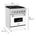 ZLINE 24 in. 2.8 cu. ft. Dual Fuel Range with Gas Stove and Electric Oven In DuraSnow Stainless Steel and White Matte Door RAS-WM-24