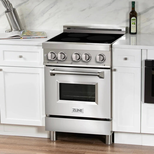ZLINE Ranges ZLINE 24 In. 2.8 cu. ft. Induction Range with a 3 Element Stove and Electric Oven in Stainless Steel, RAIND-24