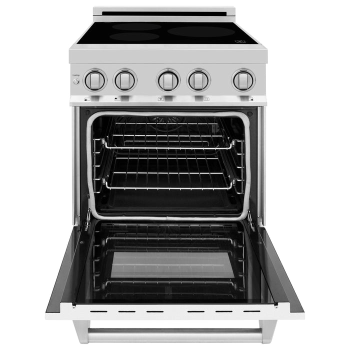 ZLINE 24 In. 2.8 cu. ft. Induction Range with a 3 Element Stove and Electric Oven in White Matte, RAIND-WM-24