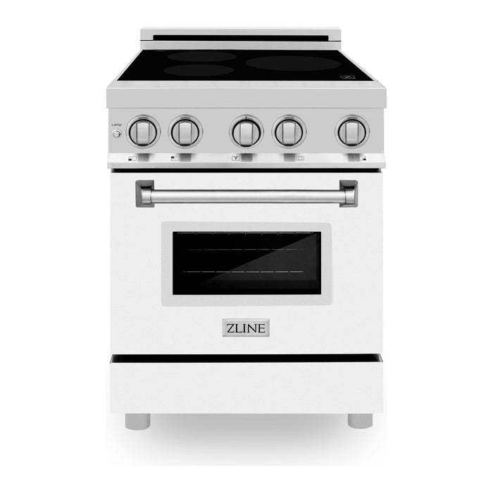 ZLINE 24 In. 2.8 cu. ft. Induction Range with a 3 Element Stove and Electric Oven in White Matte, RAIND-WM-24