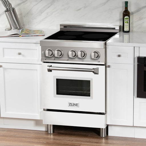 ZLINE Ranges ZLINE 24 In. 2.8 cu. ft. Induction Range with a 3 Element Stove and Electric Oven in White Matte, RAIND-WM-24