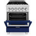 ZLINE Ranges ZLINE 24 in. 2.8 cu. ft. Professional Range with Gas Burner and Electric Oven DuraSnow Stainless Steel with Blue Gloss Door RAS-BG-24