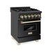 ZLINE Ranges ZLINE 24 in. Autograph Edition Dual Fuel Range In Black Stainless Steel with Gold Accents RABZ-24-G