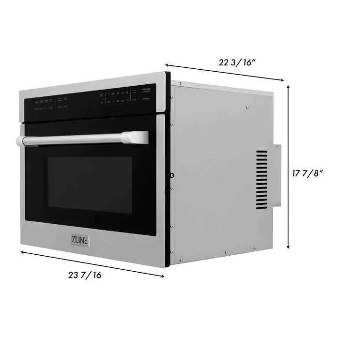 ZLINE 24 In. Built-in Convection Microwave Oven in Durasnow with Speed and Sensor Cooking, MWO-24-SS