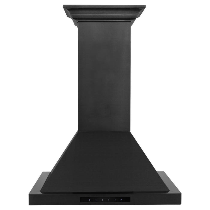 ZLINE 24 in. Convertible Vent Wall Mount Range Hood In Black Stainless Steel with Crown Molding BSKBNCRN-24