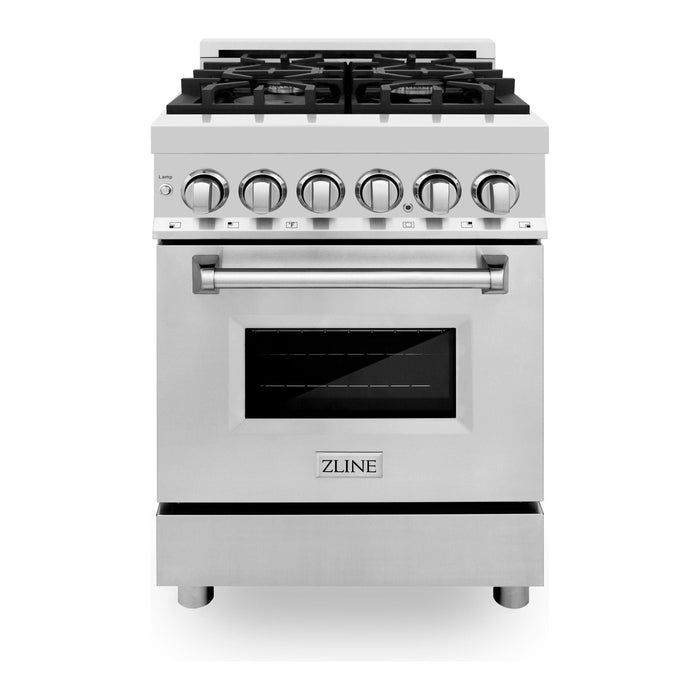 ZLINE 24 in. Professional Dual Fuel Range with Gas Burner and Electric Oven In Stainless Steel RA24