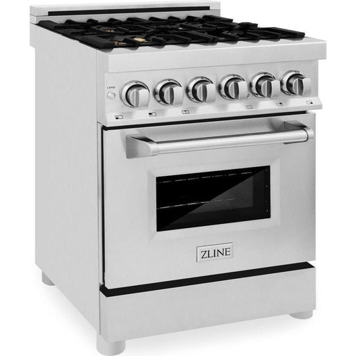 ZLINE 24 in. Professional Gas Burner/Electric Oven Stainless Steel Range with Brass Burners RA-BR-24