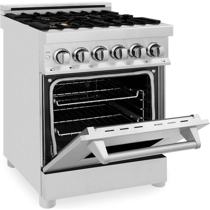 ZLINE Ranges ZLINE 24 in. Professional Gas Burner/Electric Oven Stainless Steel Range with Brass Burners RA-BR-24