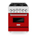 ZLINE 24 In. Professional Gas On Gas Range In Stainless Steel With Red Matte Door, RG-RM-24