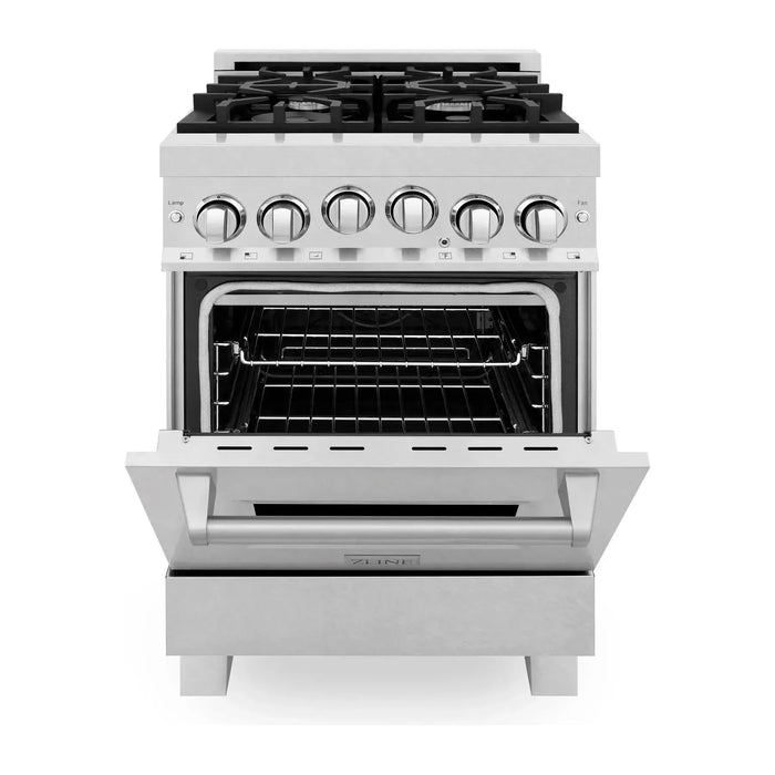 ZLINE 24 In. Professional Gas Range In Stainless Steel With DuraSnow® Stainless Steel Door, RG-SN-24