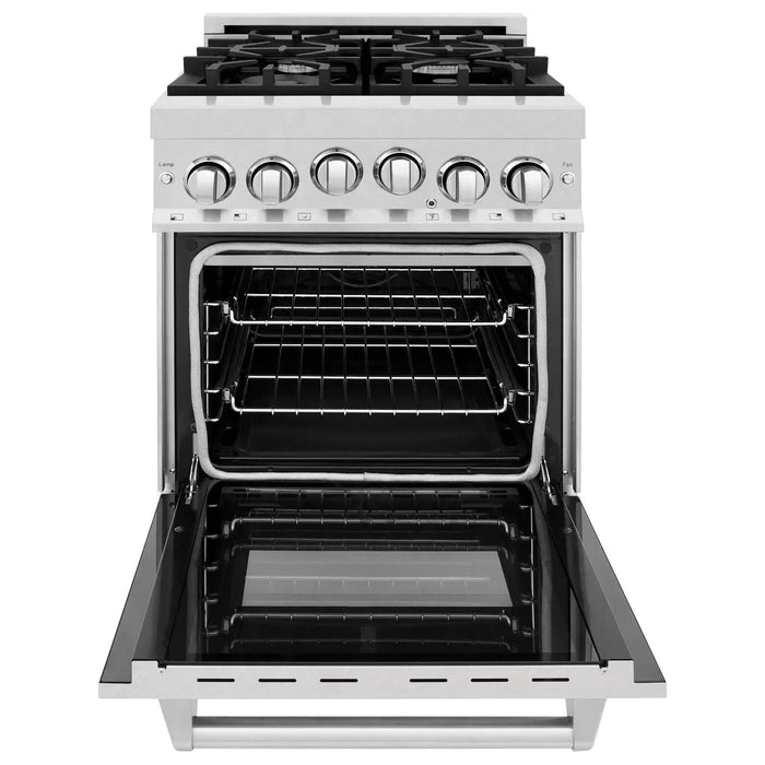 ZLINE 24 In. Professional Gas Range In Stainless Steel With DuraSnow® Stainless Steel Door, RG-SN-24