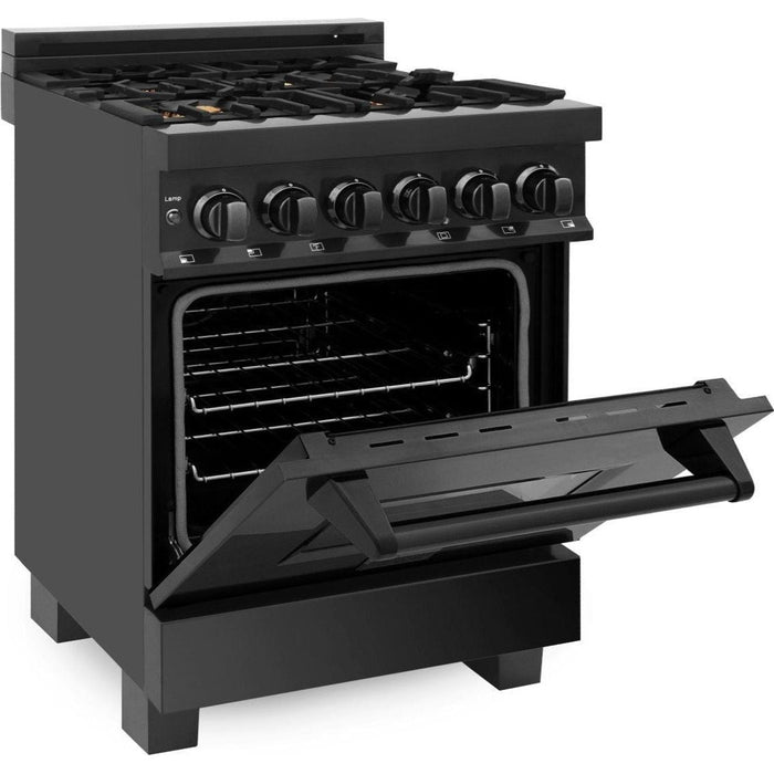 ZLINE Ranges ZLINE 24 in. Professional Range with Gas Burner and Electric Oven In Black Stainless Steel with Brass Burners RAB-BR-24