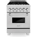 ZLINE 24 in. Professional Range with Gas Burner and Electric Oven In DuraSnow with Red Gloss Door RAS-RG-24