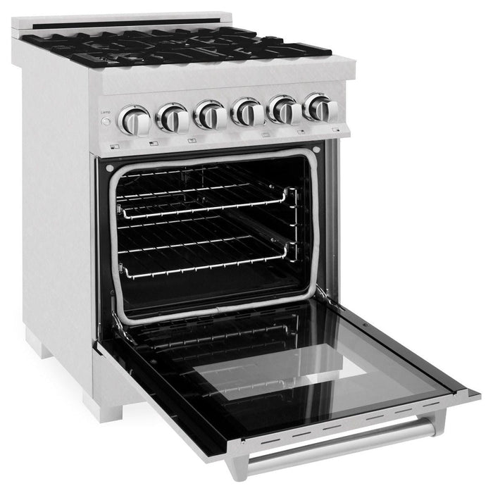 ZLINE Ranges ZLINE 24 in. Professional Range with Gas Burner and Electric Oven In DuraSnow with Red Gloss Door RAS-RG-24