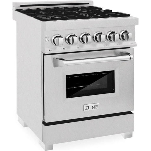 ZLINE 24 in. Professional Range with Gas Burner and Electric Oven In DuraSnow with Red Matte Door RAS-RM-24