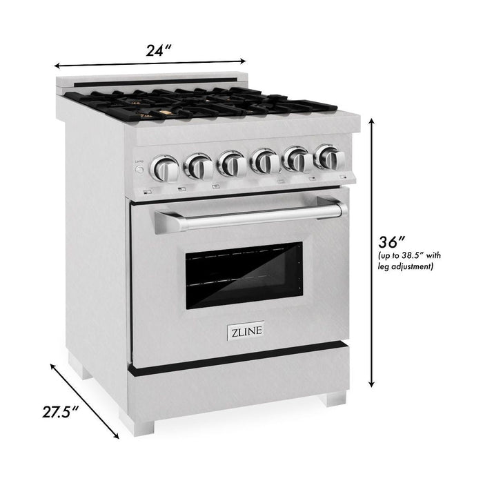 ZLINE Ranges ZLINE 24 in. Professional Range with Gas Burner and Electric Oven In DuraSnow with Red Matte Door RAS-RM-24