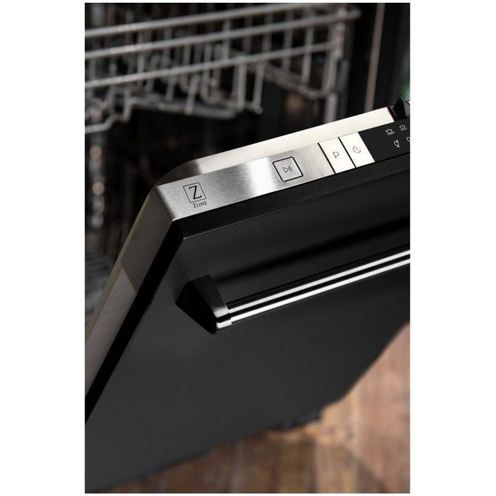 ZLINE 24 in. Top Control Dishwasher In Black Matte with Stainless Steel Tub DW-BLM-24