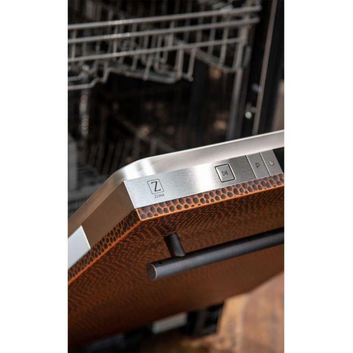 ZLINE 24 in. Top Control Dishwasher In Hand-Hammered Copper with Stainless Steel Tub DW-HH-24