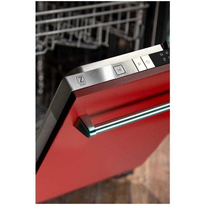 ZLINE 24 in. Top Control Dishwasher In Red Matte with Stainless Steel Tub DW-RM-24