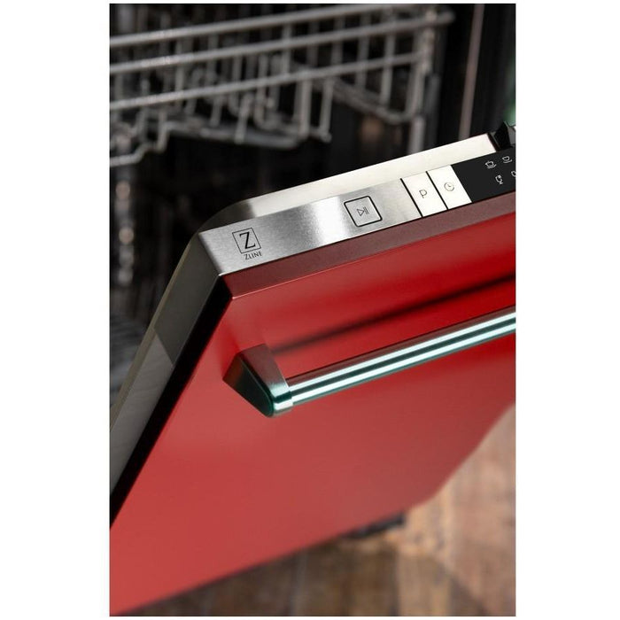 ZLINE Dishwashers ZLINE 24 in. Top Control Dishwasher In Red Matte with Stainless Steel Tub DW-RM-24