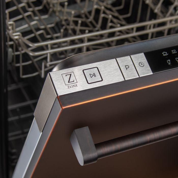 ZLINE Dishwashers ZLINE 24 in. Top Control Dishwasher Oil-Rubbed Bronze with Stainless Steel Tub and Traditional Style Handle DW-ORB-H-24