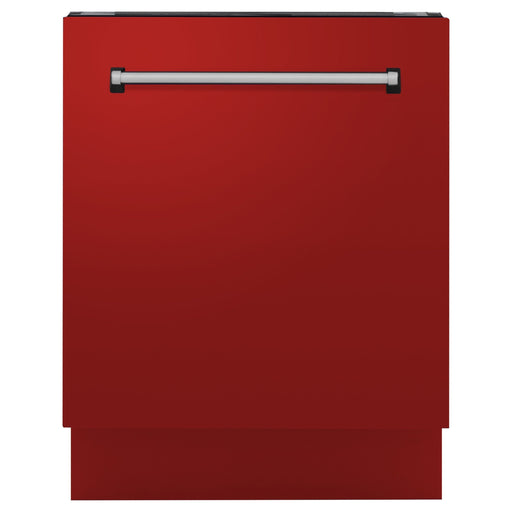 ZLINE 24 in. Top Control Tall Dishwasher In Red Matte with 3rd Rack DWV-RM-24