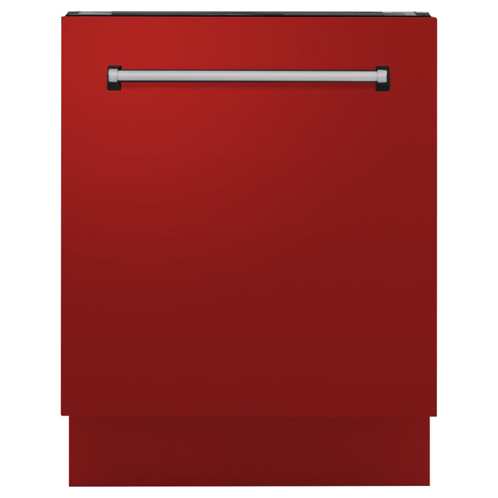 ZLINE 24 in. Top Control Tall Dishwasher In Red Matte with 3rd Rack DWV-RM-24