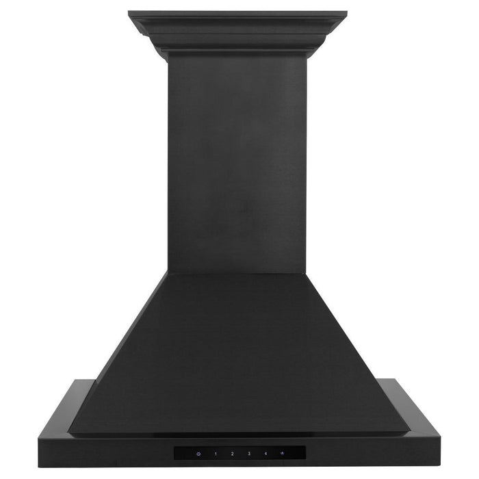 ZLINE 24 in. Wall Mount Range Hood In Black Stainless Steel with BlueTooth Crown Molding BSKBNCRN-BT-24