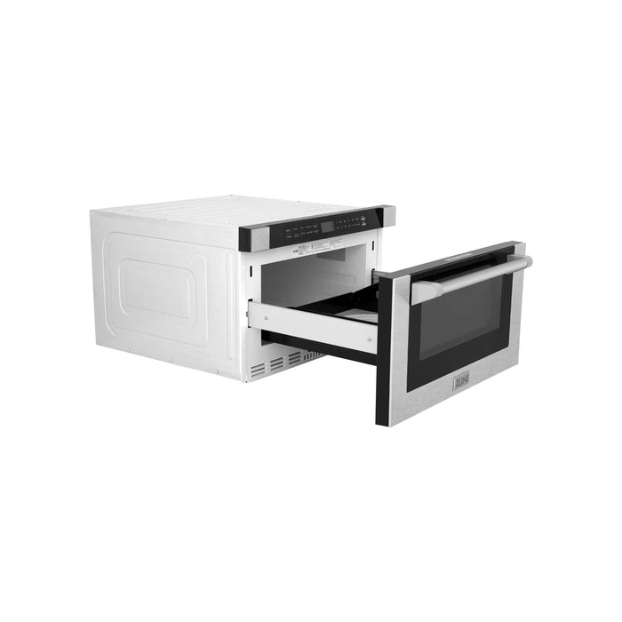 ZLINE 24-Inch 1.2 cu. ft. Built-in Microwave Drawer with a Traditional Handle in DuraSnow Stainless Steel (MWD-1-SS-H)